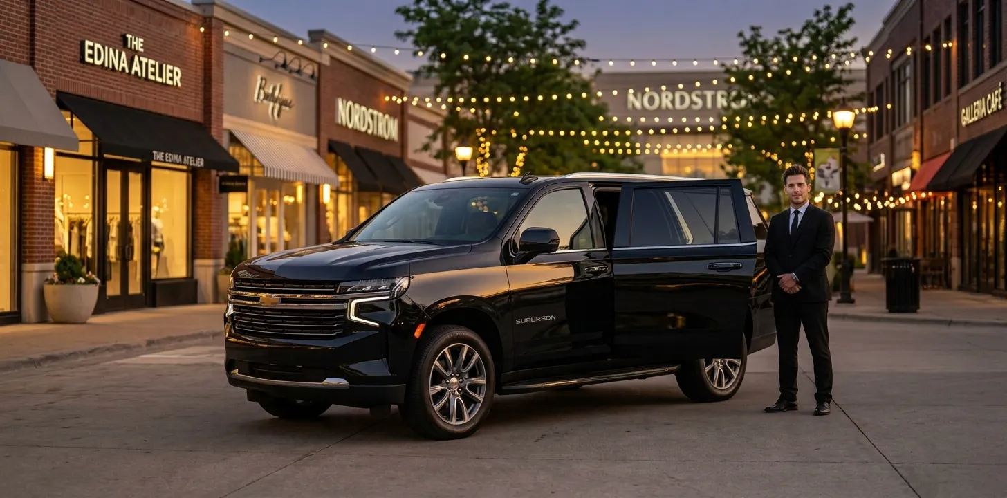 Edina MN limo service - chauffeur car near Southdale Center and 50th and France - MSP Airport Limo Service