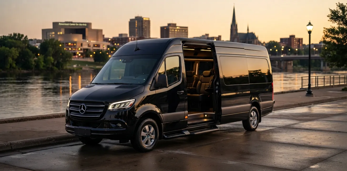 St. Cloud MN limo service - chauffeur car near St. Cloud State University and the Mississippi River - MSP Airport Limo Service