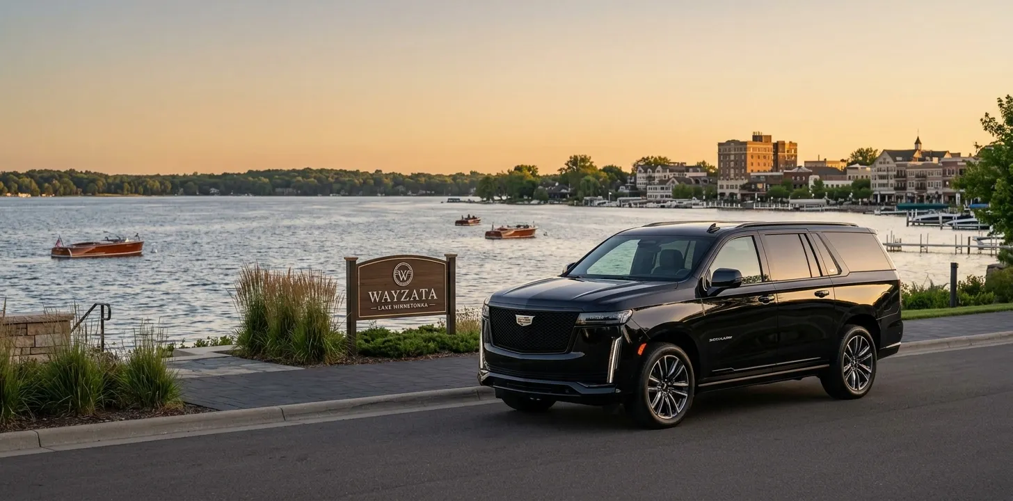 Wayzata MN limo service - chauffeur car near Lake Minnetonka and downtown Lake Street - MSP Airport Limo Service