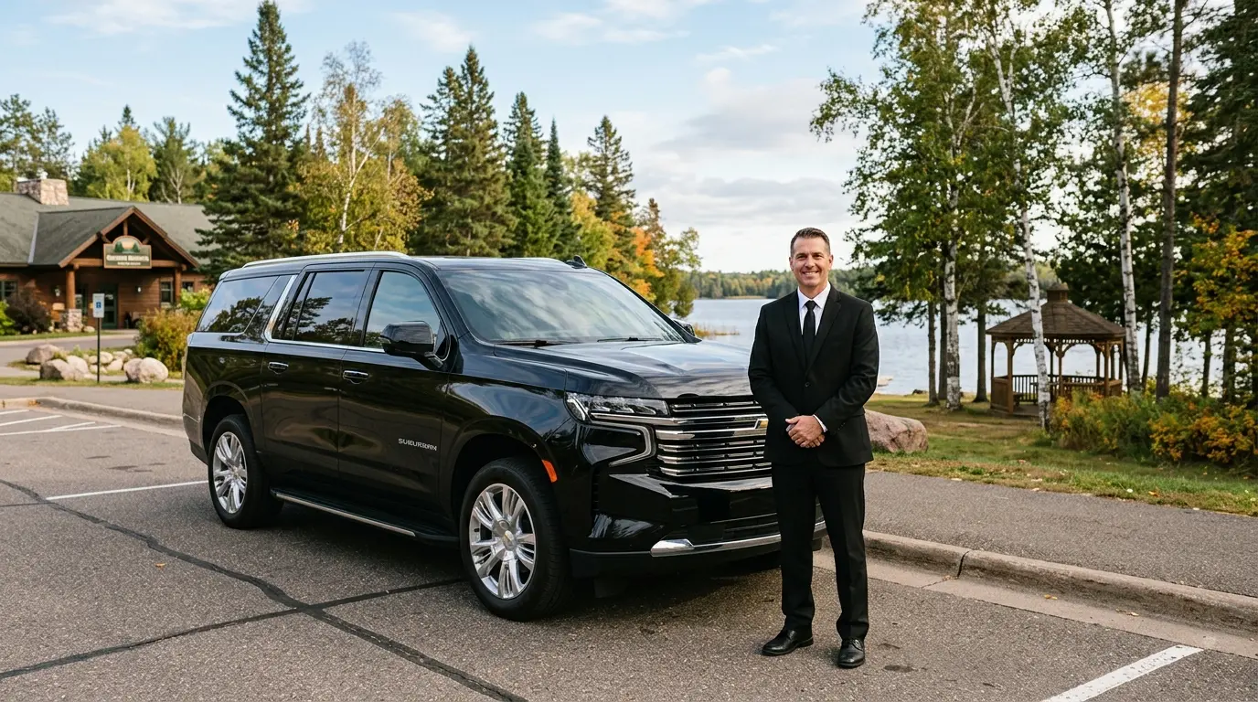 Baxter MN airport car service - chauffeured black SUV ready for an MSP Airport transfer - MSP Airport Limo Service