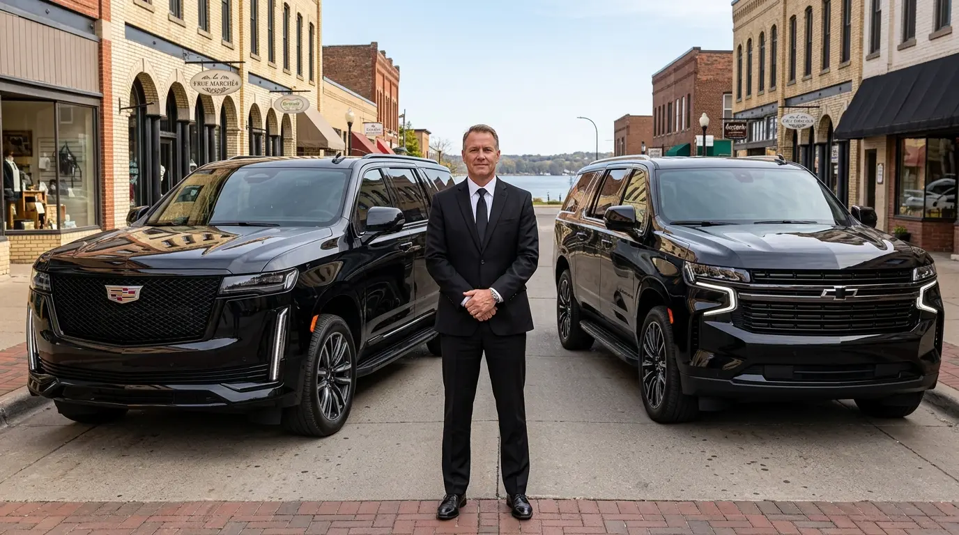 Hudson WI to MSP car service - private black SUV crossing the St. Croix River to MSP Airport - MSP Airport Limo Service