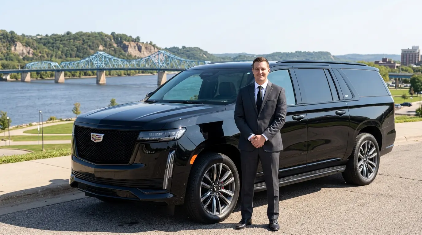 La Crosse to MSP private car service - luxury black SUV for long-distance travel from La Crosse, Wisconsin - MSP Airport Limo Service