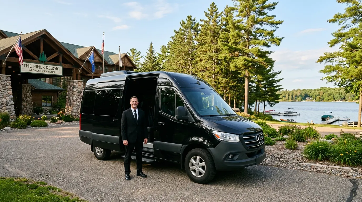 MSP to Nisswa car service - chauffeured black SUV on the drive to Gull Lake in Nisswa, Minnesota - MSP Airport Limo Service