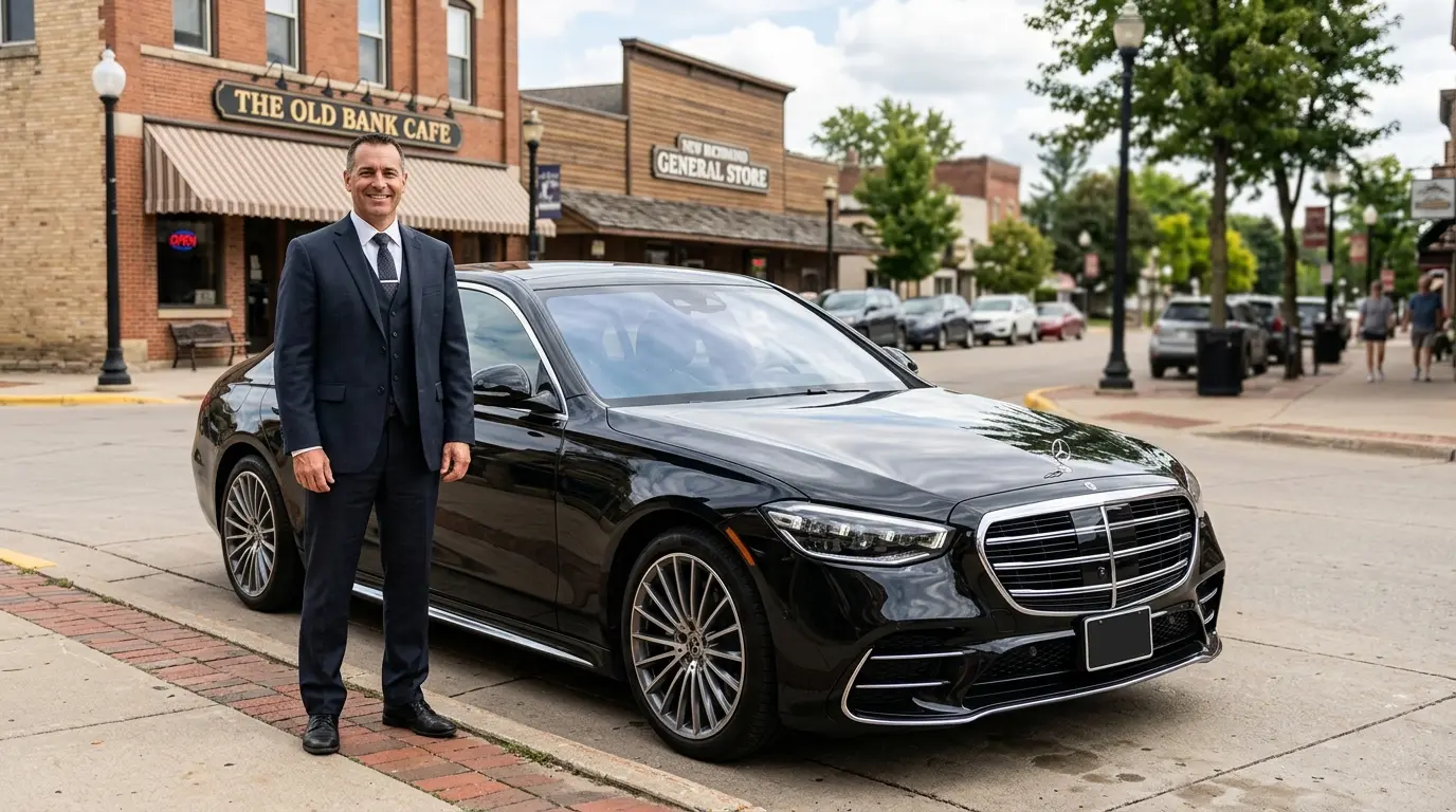New Richmond to MSP car service - private black sedan from New Richmond, Wisconsin to MSP Airport - MSP Airport Limo Service