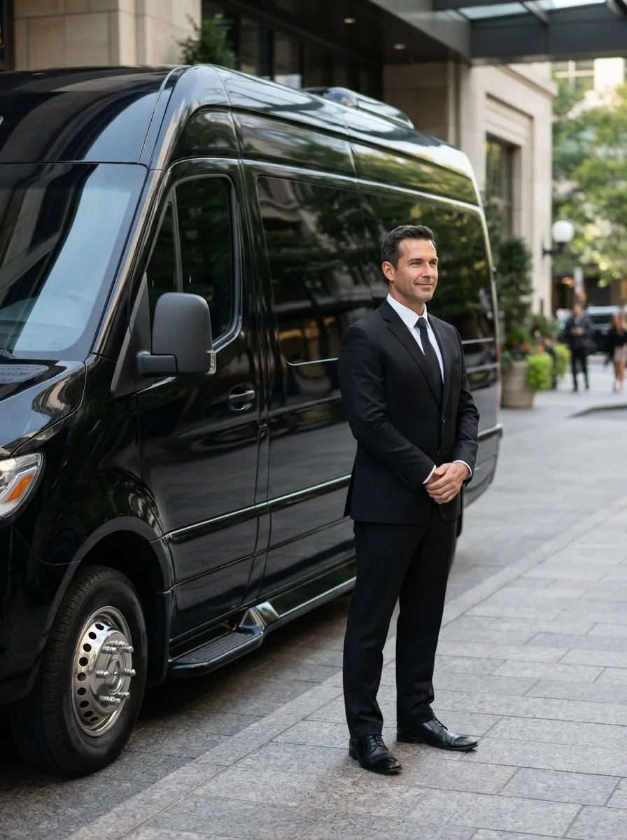 Chauffeured Mercedes Sprinter van for group transportation in Minneapolis
