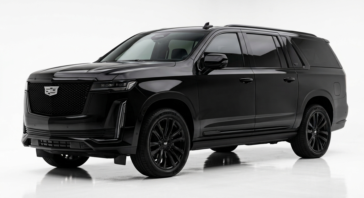 Black Cadillac Escalade ESV luxury SUV at MSP airport